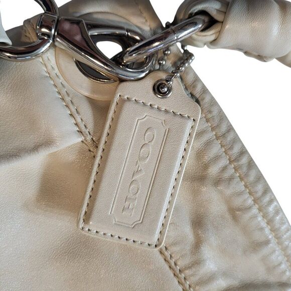 Coach Leather Hobo Shoulder Crossbody Bag Style 13411 Off-White Silver Hardware - Picture 9 of 16